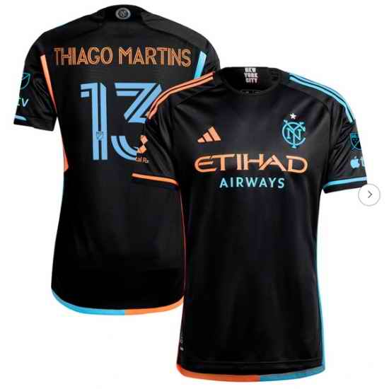 Men's New York City FC Thiago Martins adidas Black 2024 24 7 Kit Authentic Player Jersey